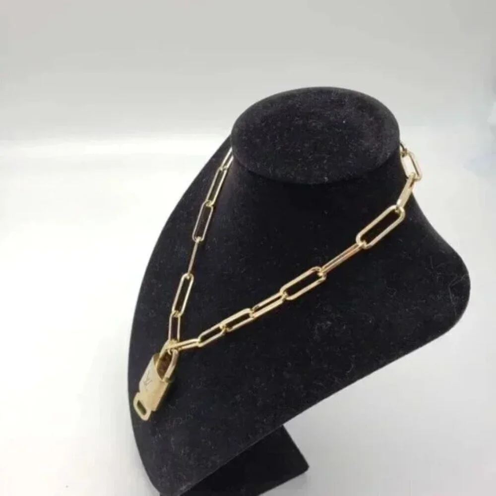 Authentic Louis Vuitton Lock and Key Gold Color with Gold Plated Chain Necklace